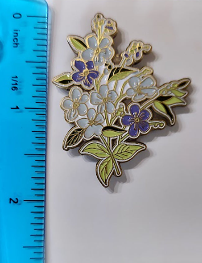 Large Forget-Me-Not Pin - with 2 Stick Pins