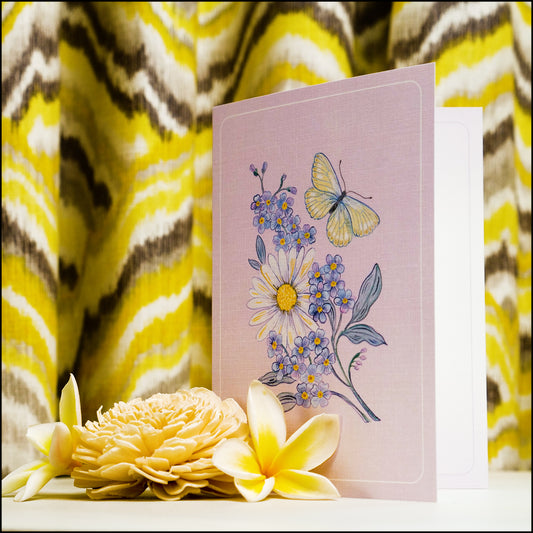 Lilac & Butterfly Sympathy Card - Pregnancy and reproductive loss sympathy card with flower