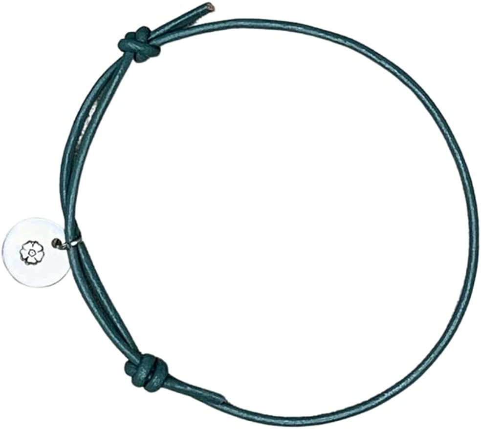 Forget-Me-Not Remembrance Leather Bracelets Green